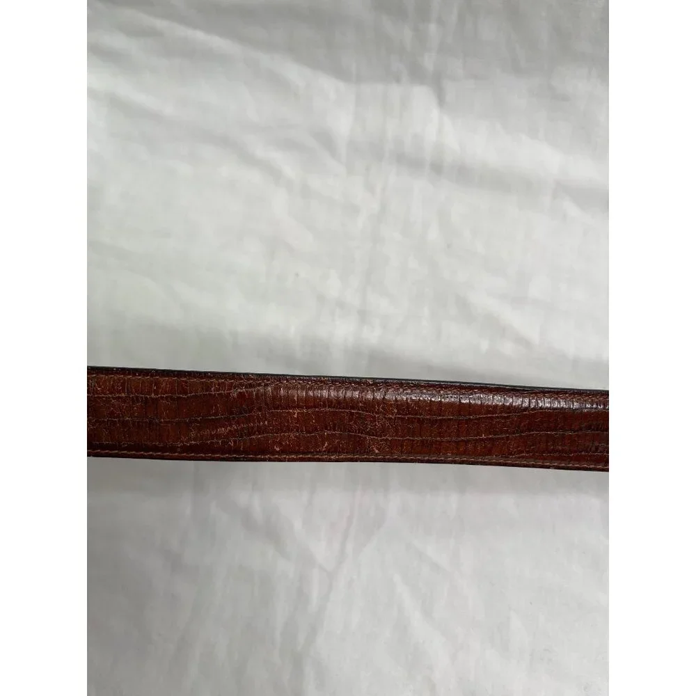 Trafalgar Brown Land Lizard Leather Belt Size 38 Handmade In Italy